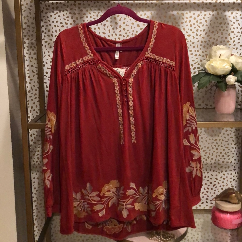 Faux suede boho top